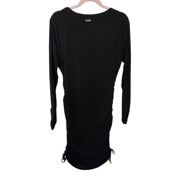 NWT Michael Michael Kors Black Long Sleeve Jersey Knit Ruched Mini Dress - Picture 3 of 14